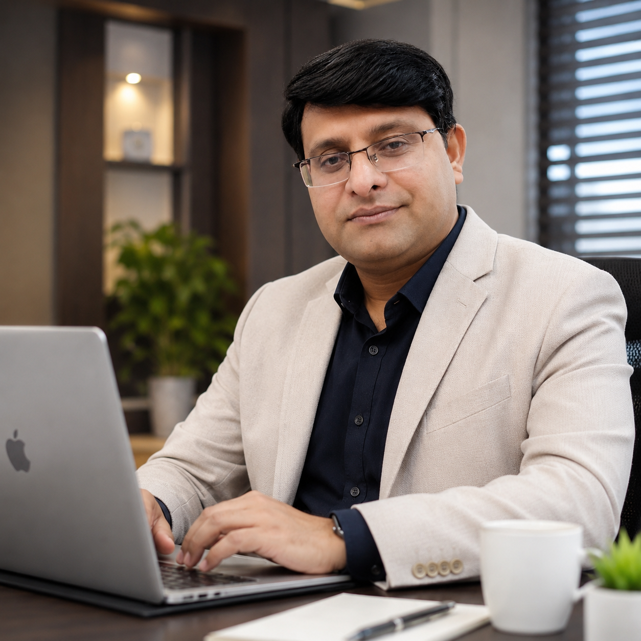 Nikhil Kulshrestha, digital marketing and analytics consultant, at his desk